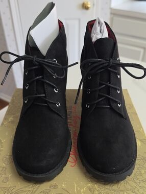 New Womens American Rag Black Suede Lace-Up Combat Boots 8.5